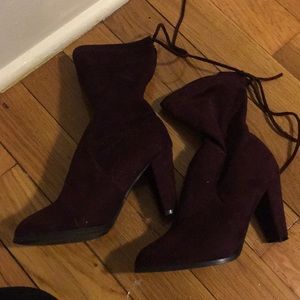 Burgundy ankle bootie heels